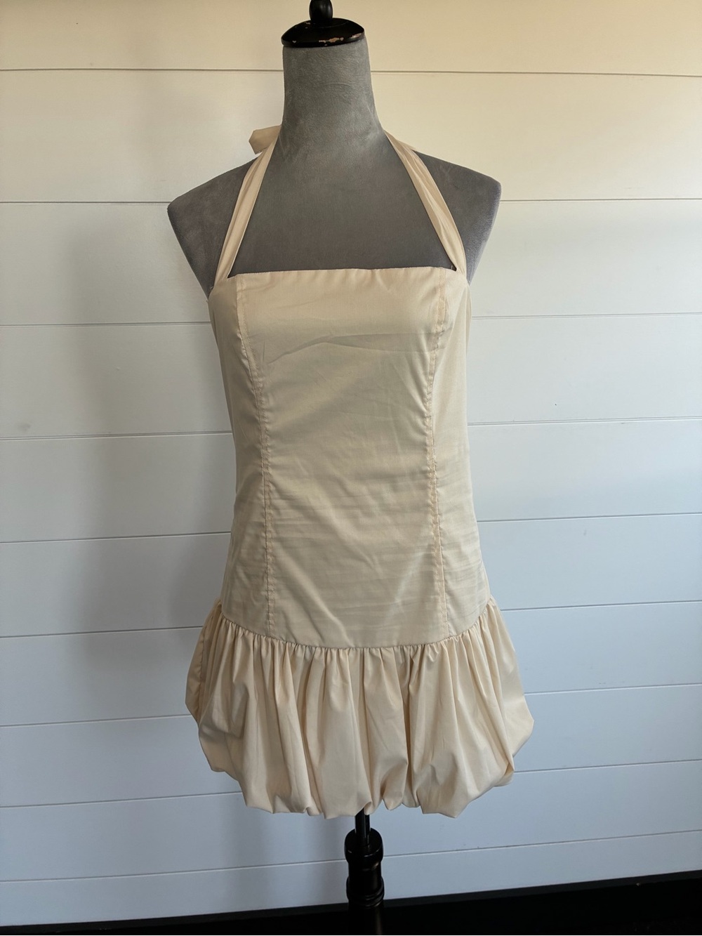 Just Found Bubble Skirt Mini Dress in cream / beige Sz L NWT/0434